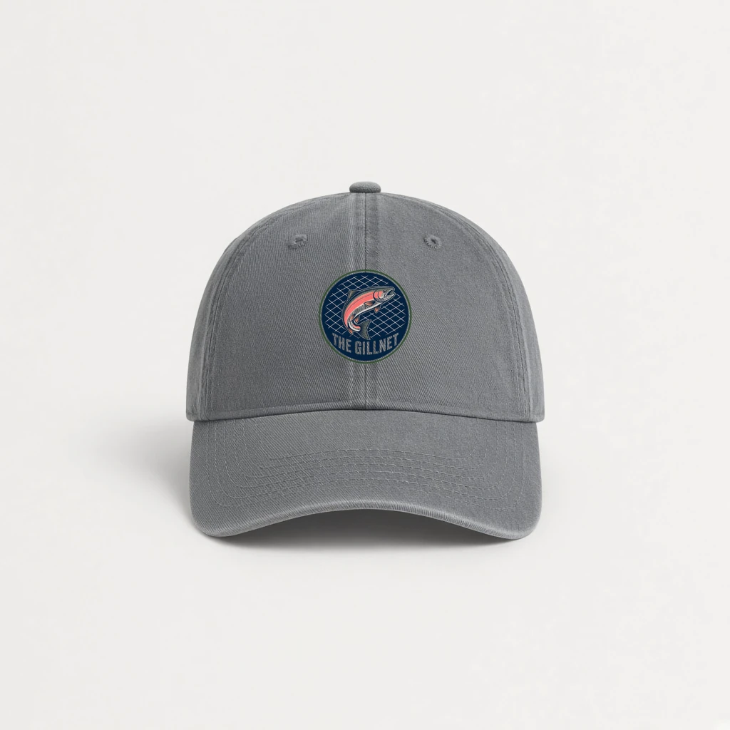 Salmon Badge Hat in Fog Gray